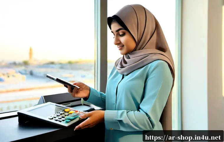 쇼핑매니저가 되기 위한 첫걸음 - Photorealistic young Arab woman in modest professional attire and a neatly draped hijab, beginning h...