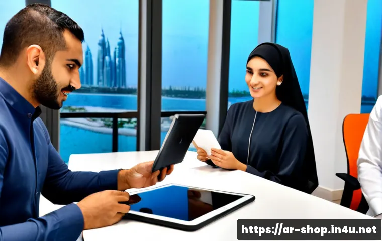 쇼핑매니저 팀워크 중요성 - Photorealistic retail e-commerce team in a modern Dubai-style office, an Arab shopping manager in mo...